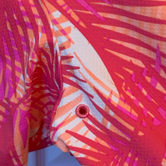 Under Amour Men’s Pink and Orange Polo Golf Shirt Tropical Design Excellent Cond - Picture 4 of 5